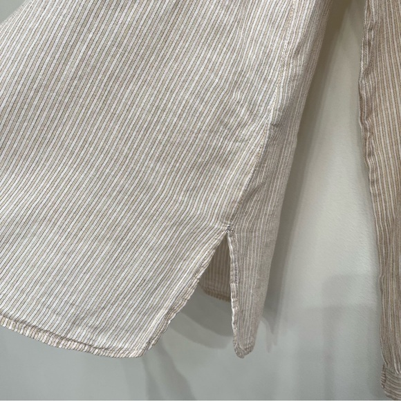 isabel marant etoile striped 1/2 button up top tan cream cotton 38 US Medium - Picture 6 of 11